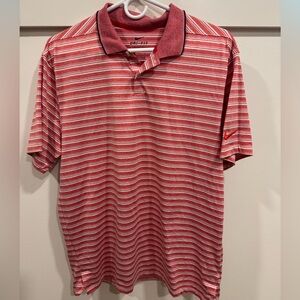 Nike Men's Polo Shirt in Red and White Stripes